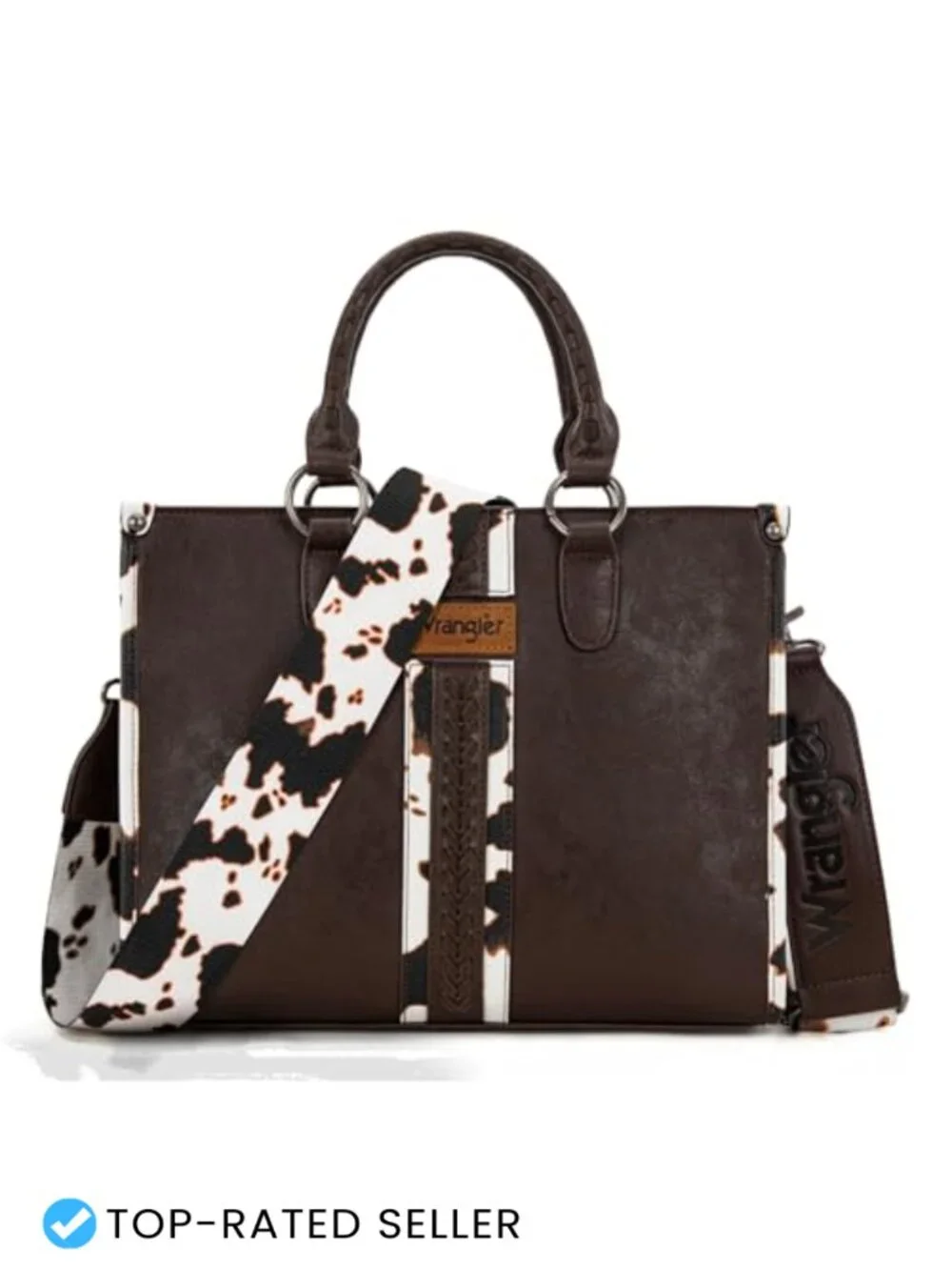 Western Cow Print Tote Bag Vegan Leather Top Handle Satchel Purse